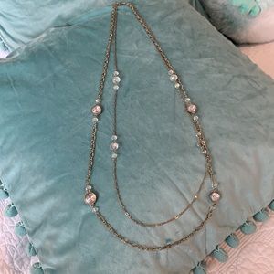 Loft Gold and Crystal layered necklace